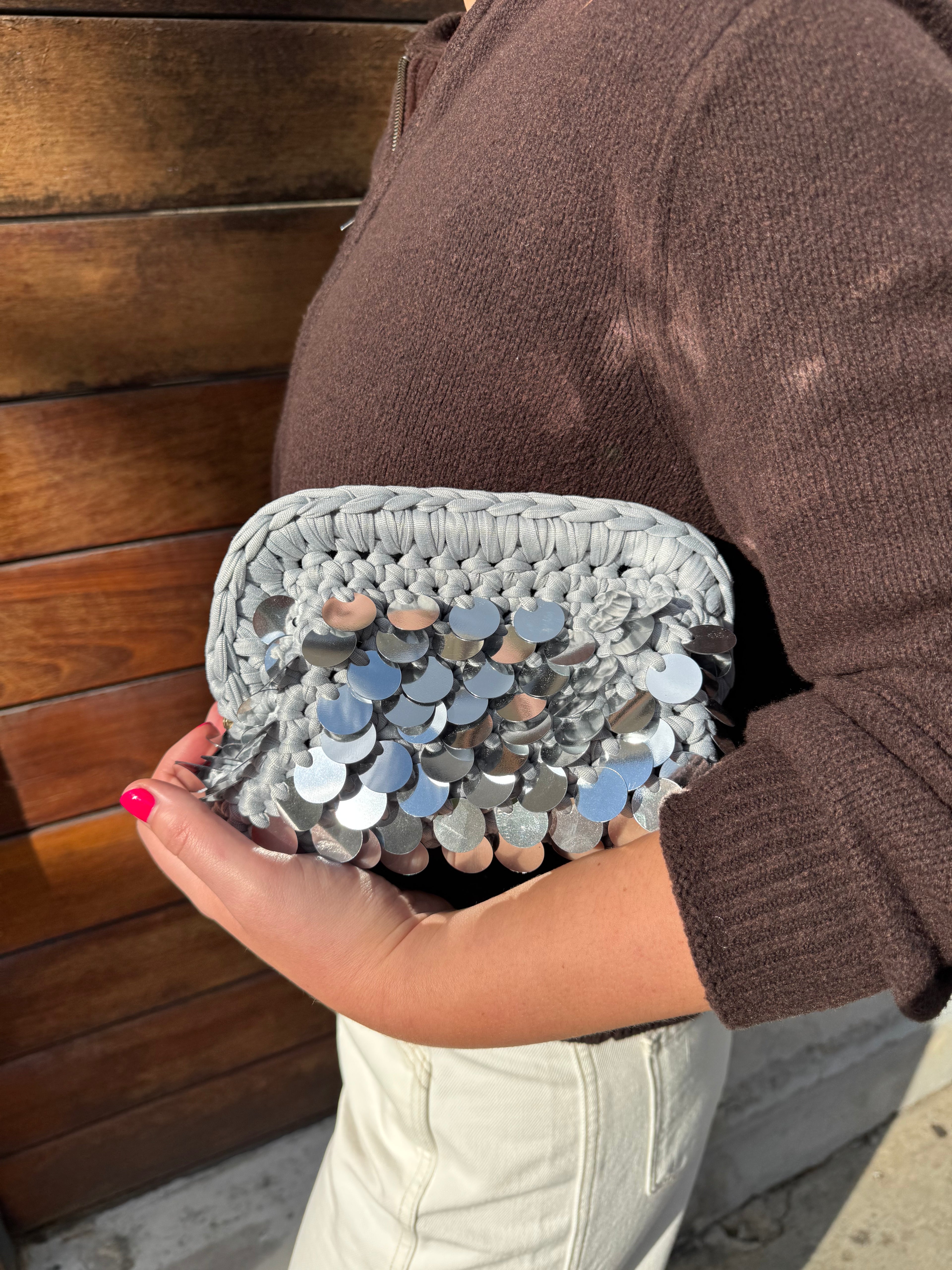 Classic Solid Sequin Clutch